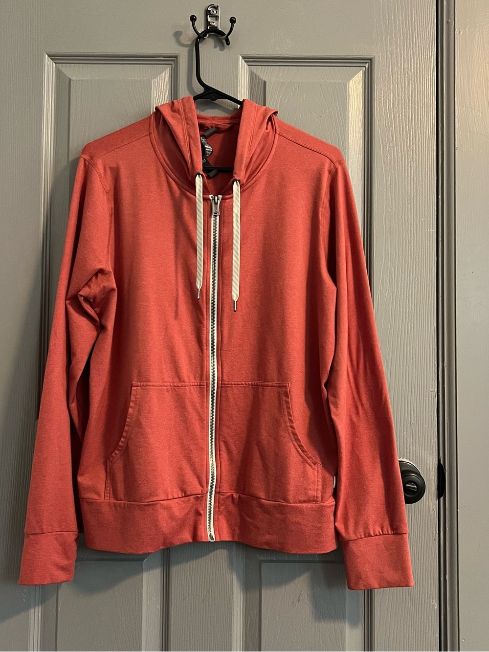 Vuori Autumn Rust Coral Zip-Front Hooded Soft Jacket Pockets Athleisure Casual